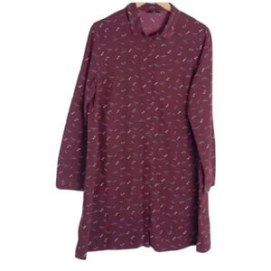 Kiabi 8 maroon dragon flies‎ print shirt dress